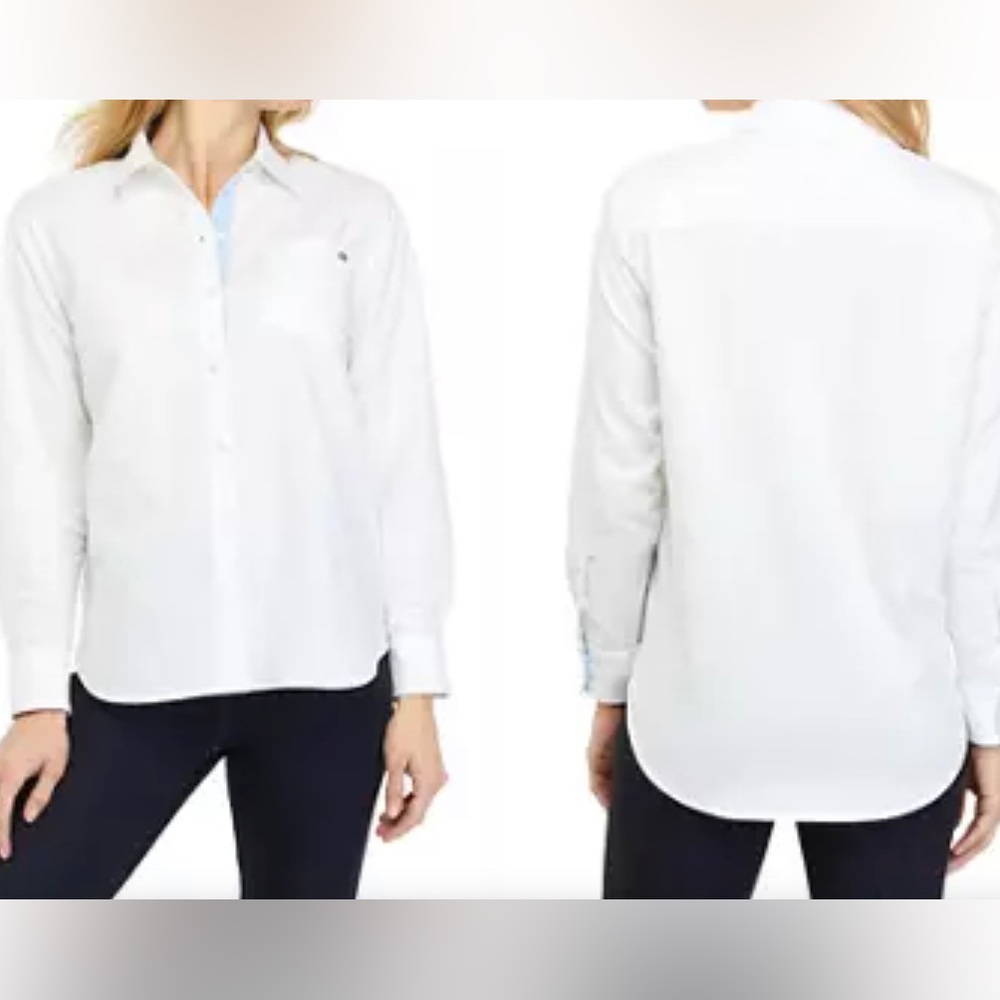 Crown & Ivy Women’s Long sleeve Oxford Boyfriend shirt PM